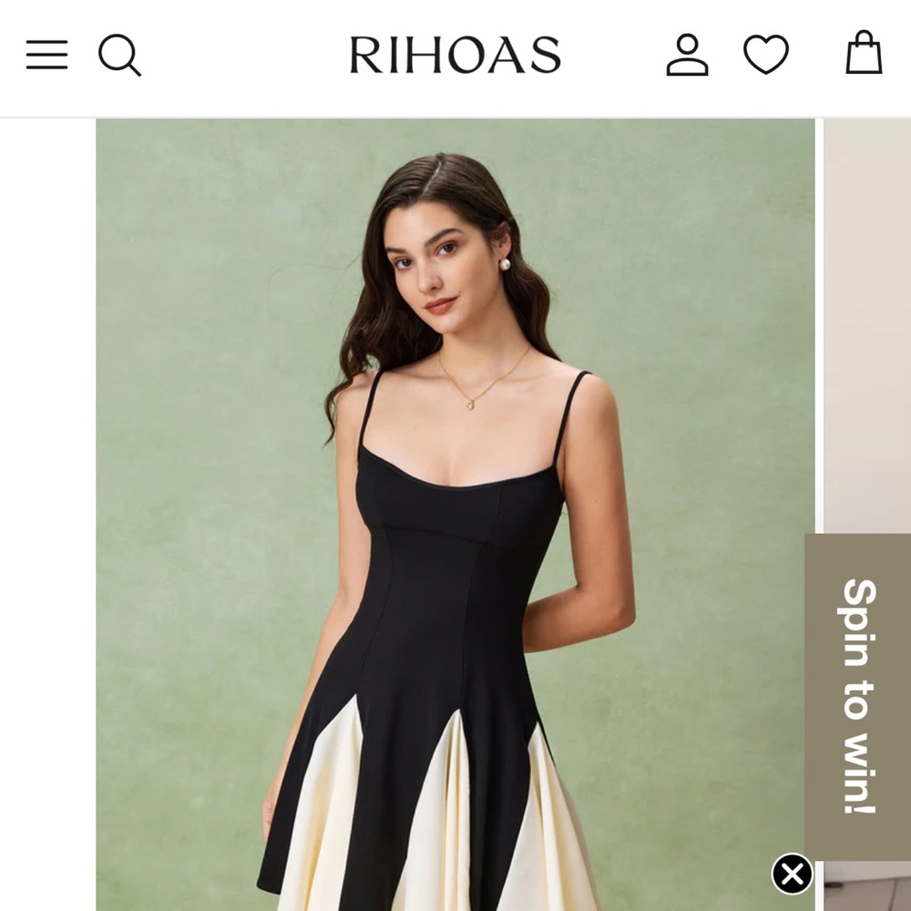 RIHOAS Black and Cream Contrast Mini Dress